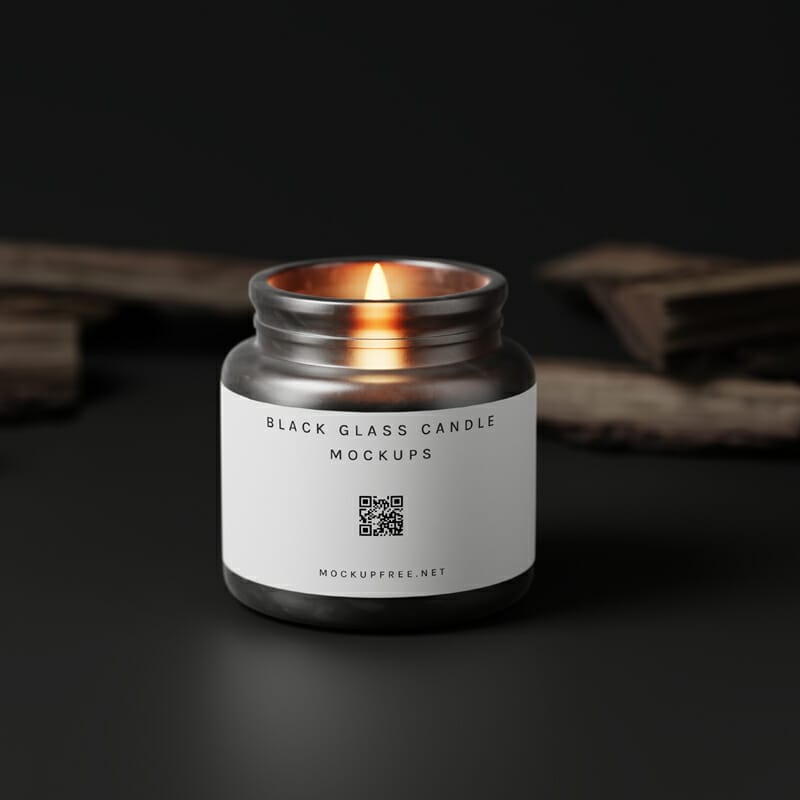Black Glass Candle Jar Mockups PSD