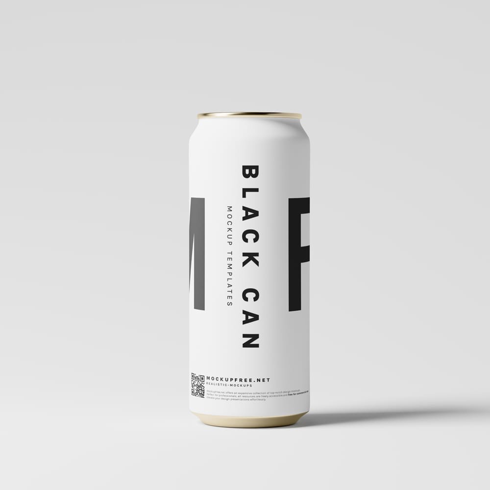 Black Soda or Beer Aluminum Can Mockup PSD