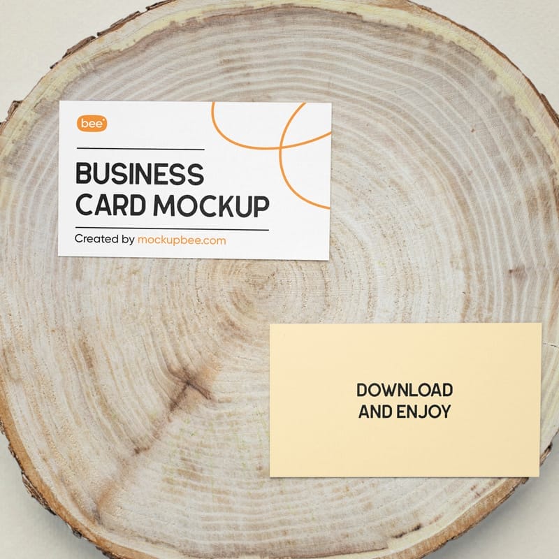 Business Card on Wood Mockups PSD