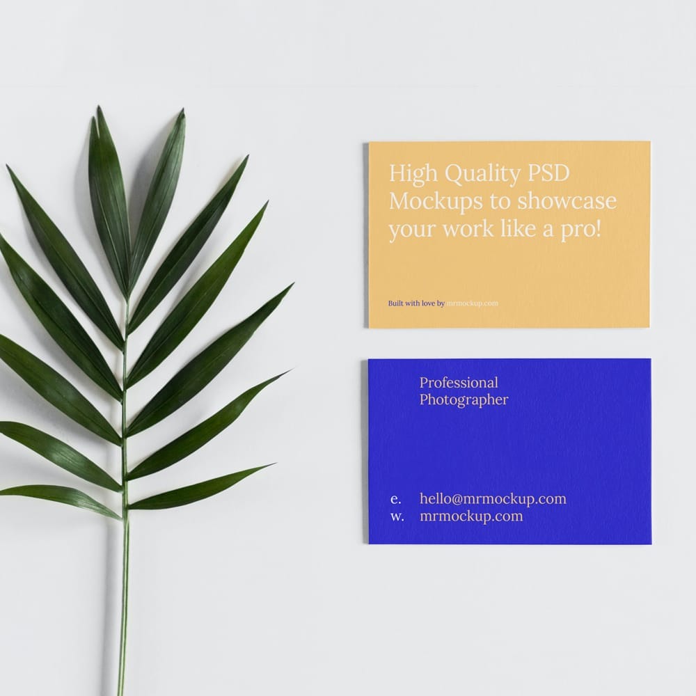 Business Card with Leaf Mockup PSD