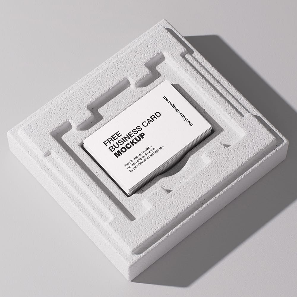 Business Cards on Styrofoam Mockup PSD