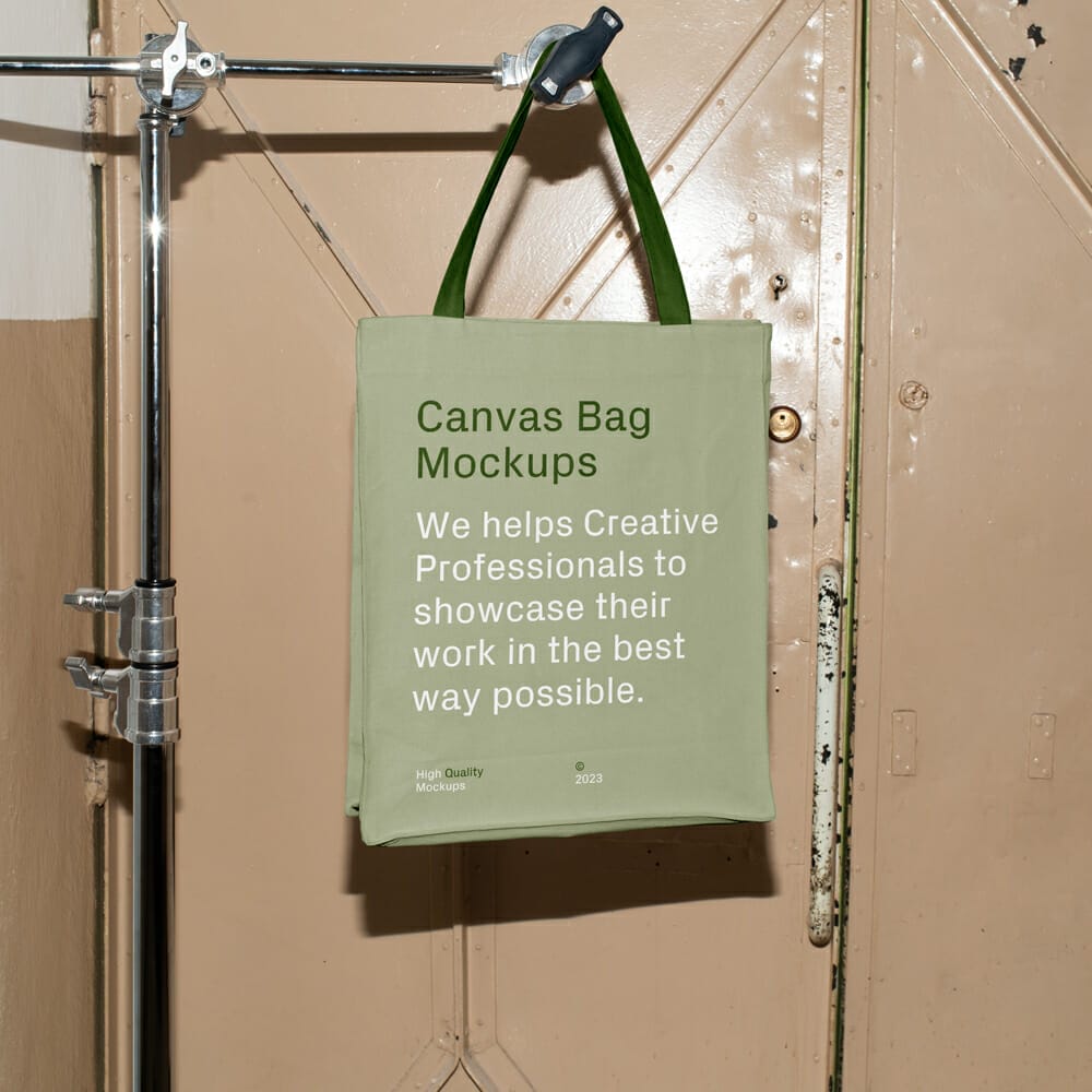 Canvas Bag Hanging on Tripod Mockup PSD