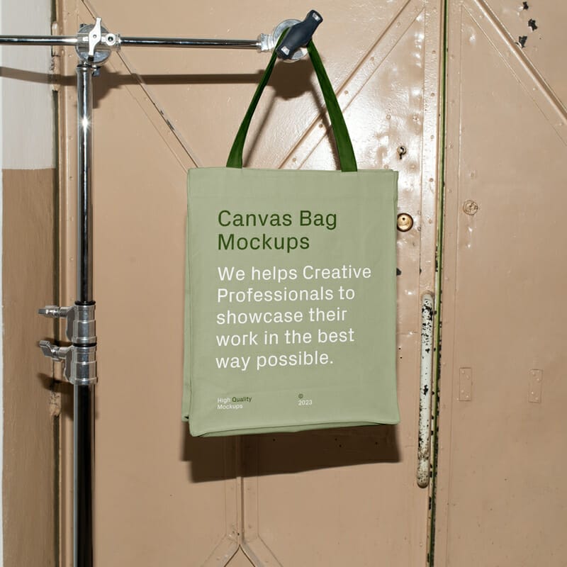 Canvas Bag Hanging on Tripod Mockup