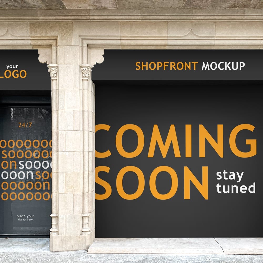 Coming Soon Shopfront Mockup PSD