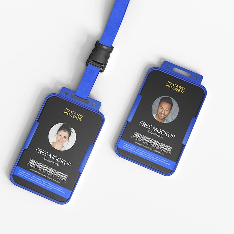 Corporate ID Card Holder with Lanyard Mockup