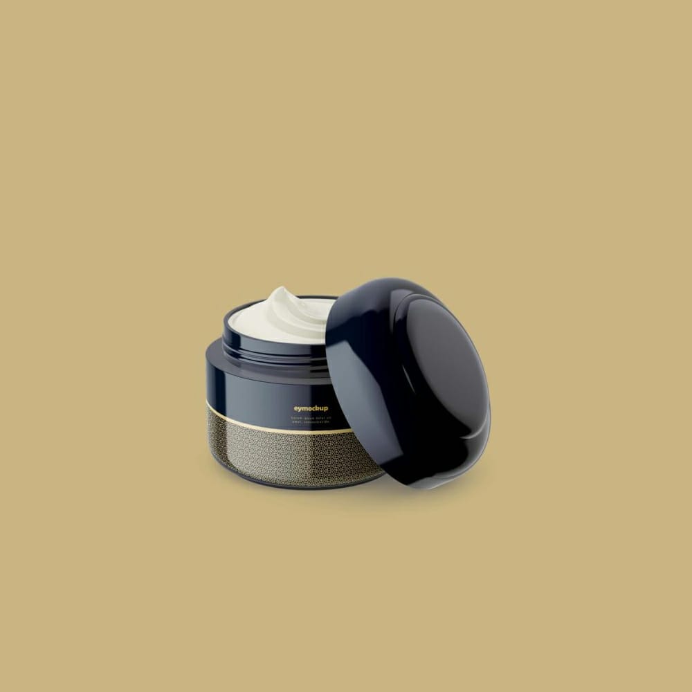 Cosmetic Cream Small Jar Label Mockup PSD