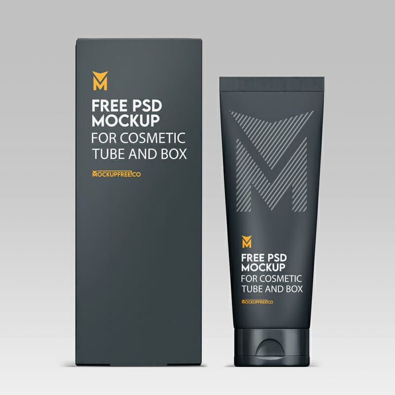 Cosmetic Tube and Box Mockup Template