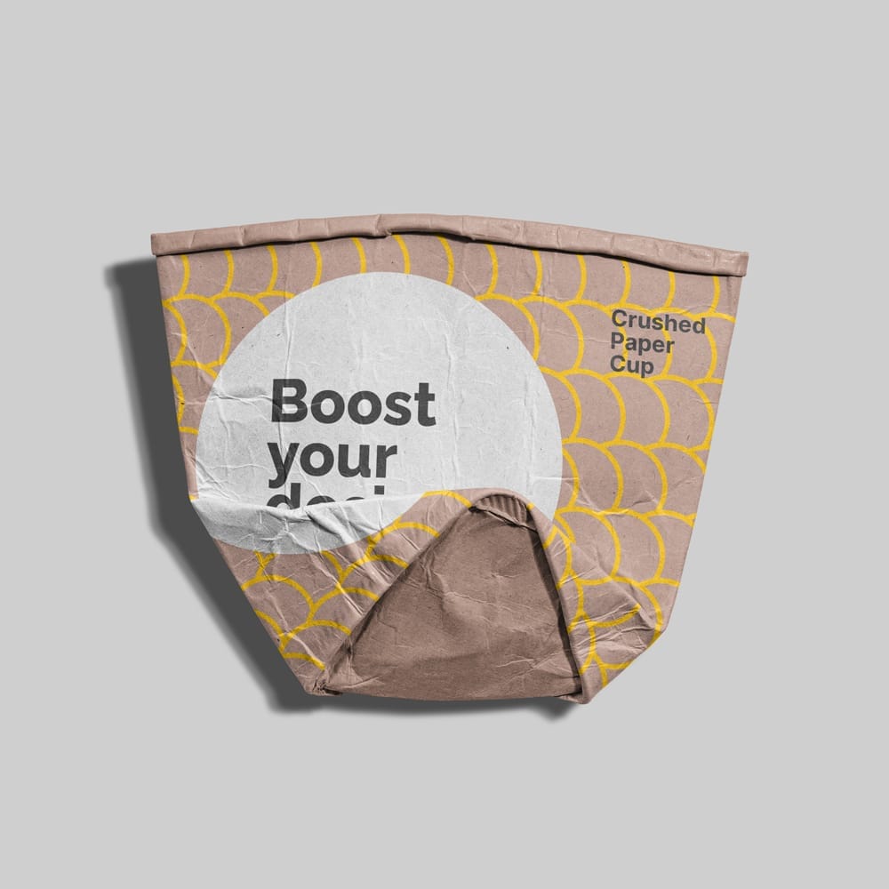 Crushed Paper Cup Mockup PSD