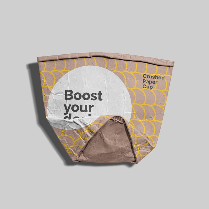 Crushed Paper Cup Mockup