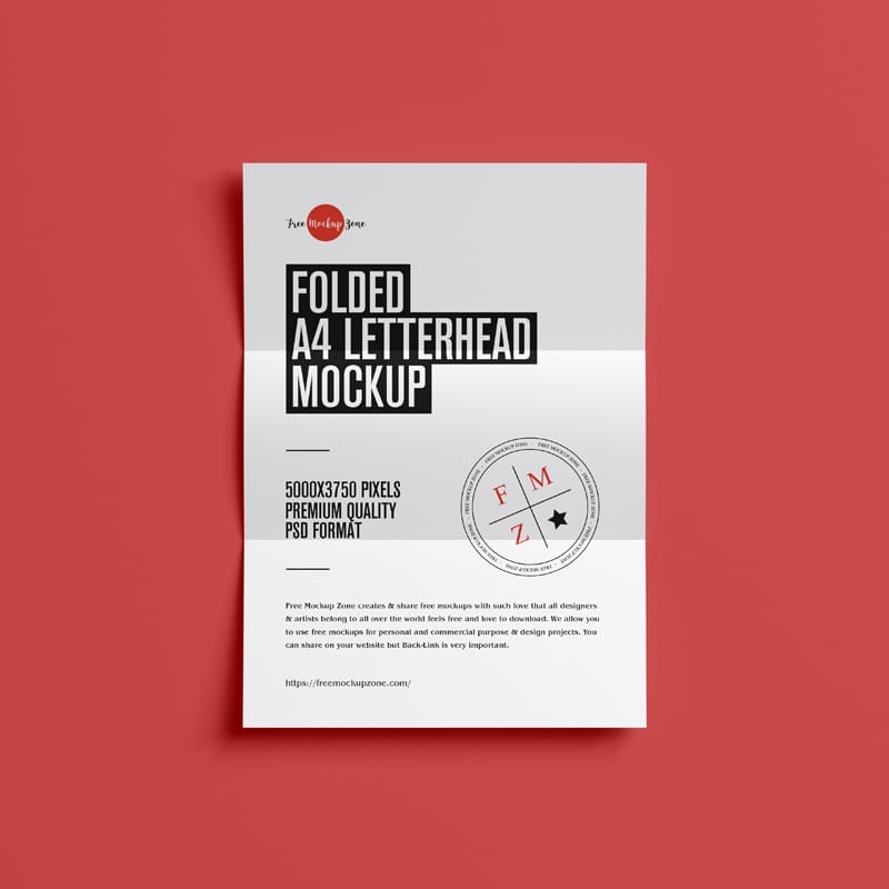 Folded A4 Letterhead Mockup PSD