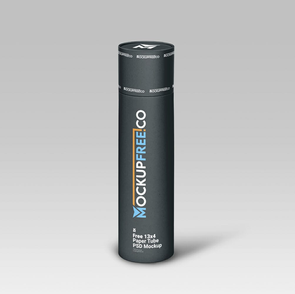 Free 13 x 4 Paper Tube Mockup PSD