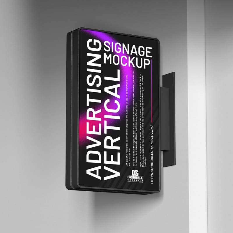 Free Advertising Vertical Signage Mockup PSD