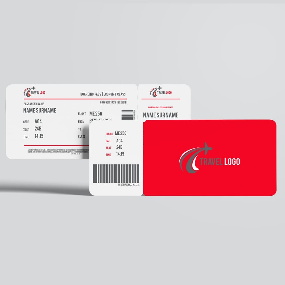 Free Boarding Pass Mockup PSD