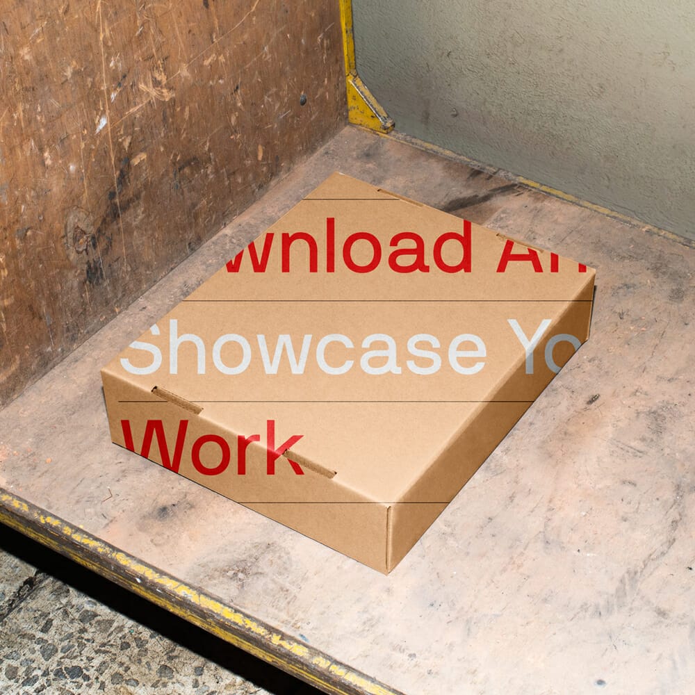 Free Box Lying on a Trolley Mockup PSD