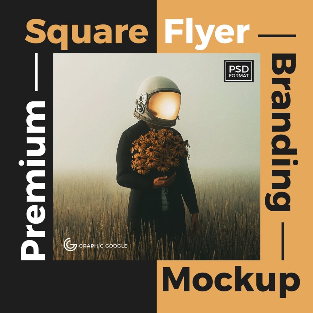 Free Branding Square Flyer Mockup PSD