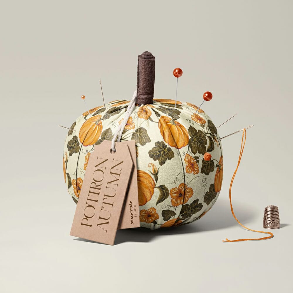 Free Fabric Pumpkin Mockup PSD