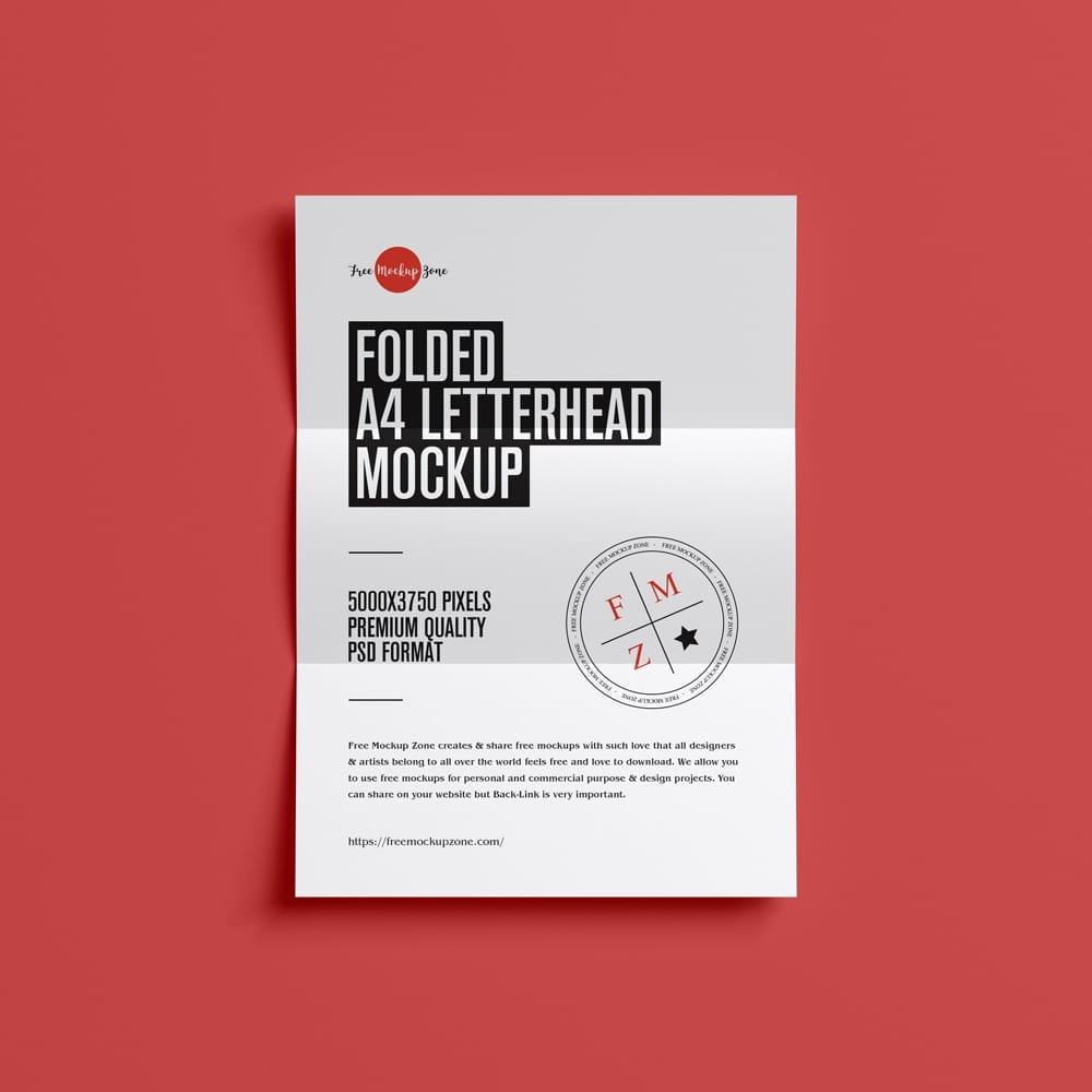 Free Folded A4 Letterhead Mockup PSD