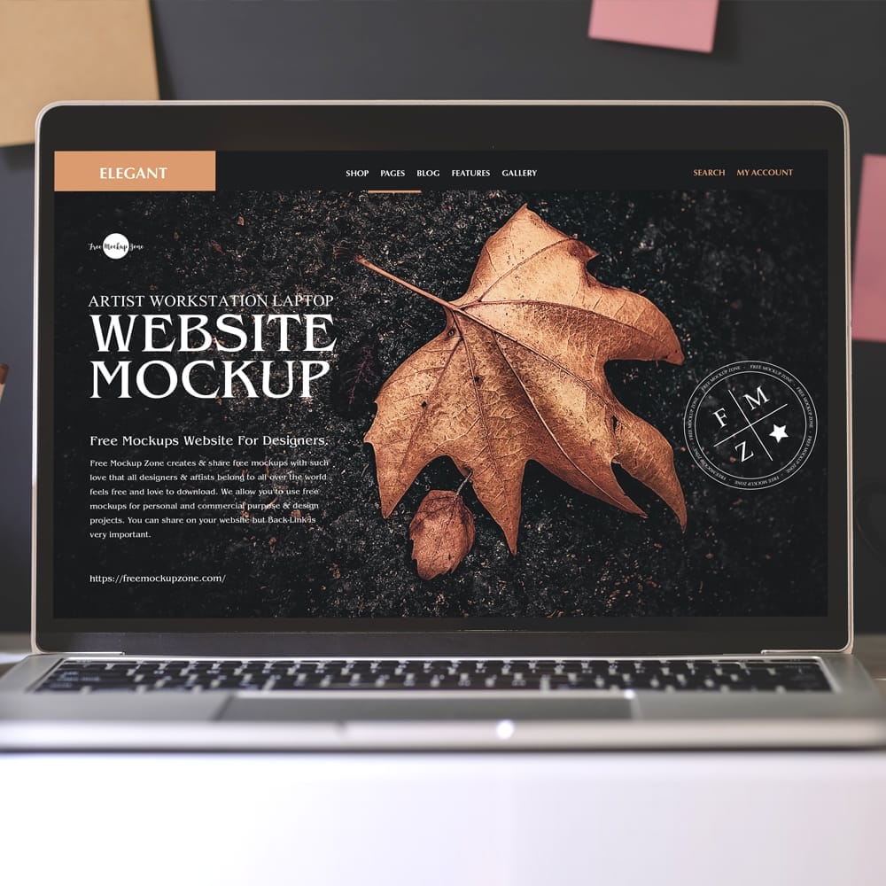 Free High Quality Artist Workstation Laptop Website Mockup PSD 1