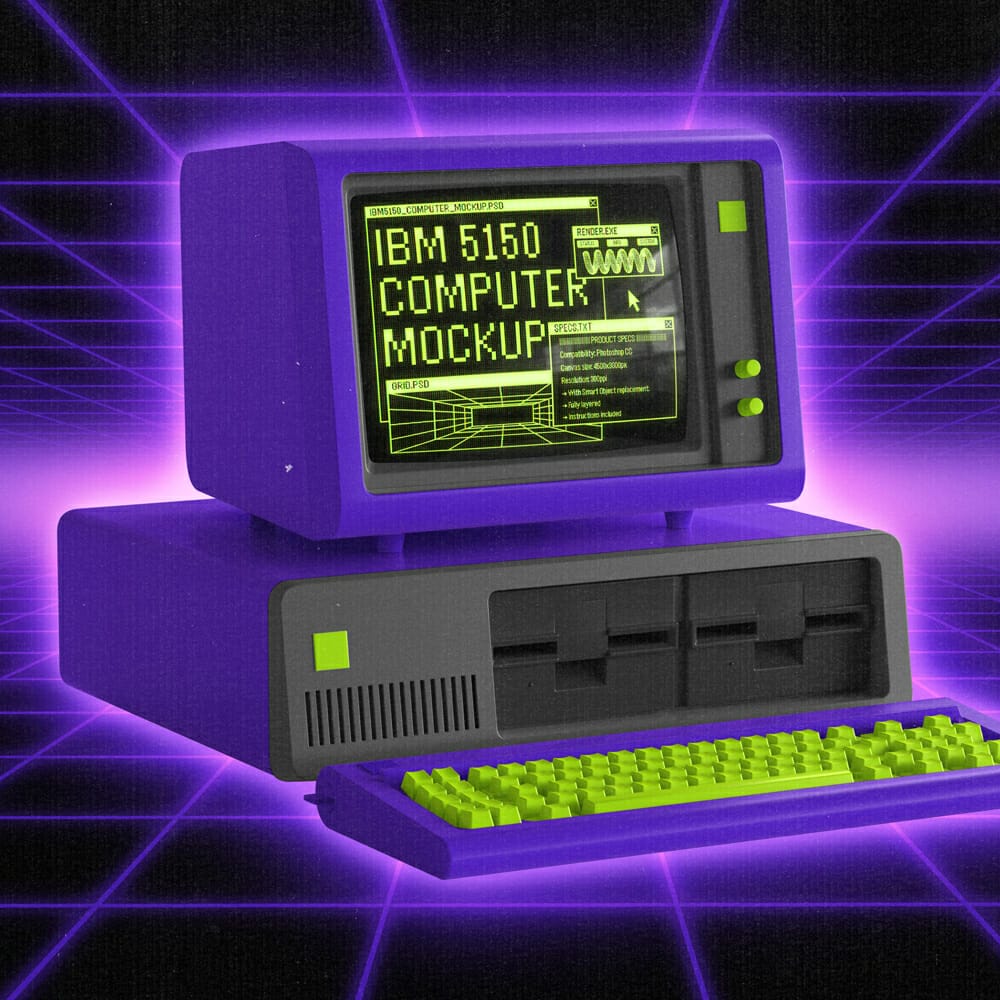 Free IBM 5150 Computer Mockup PSD