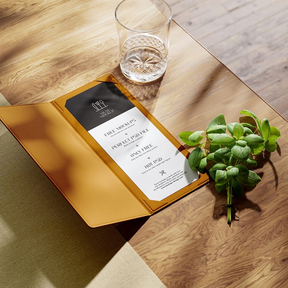 Free Menu Cover Mockup PSD
