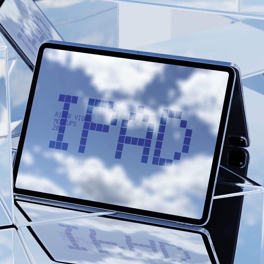Free Mirror Skies iPad Pro Mockup PSD