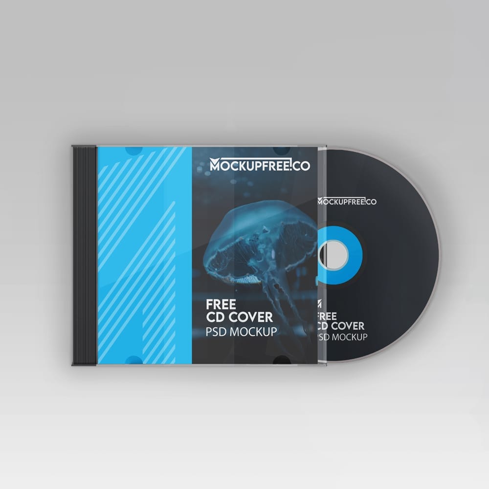 Free Realistic CD Cover Mockup PSD