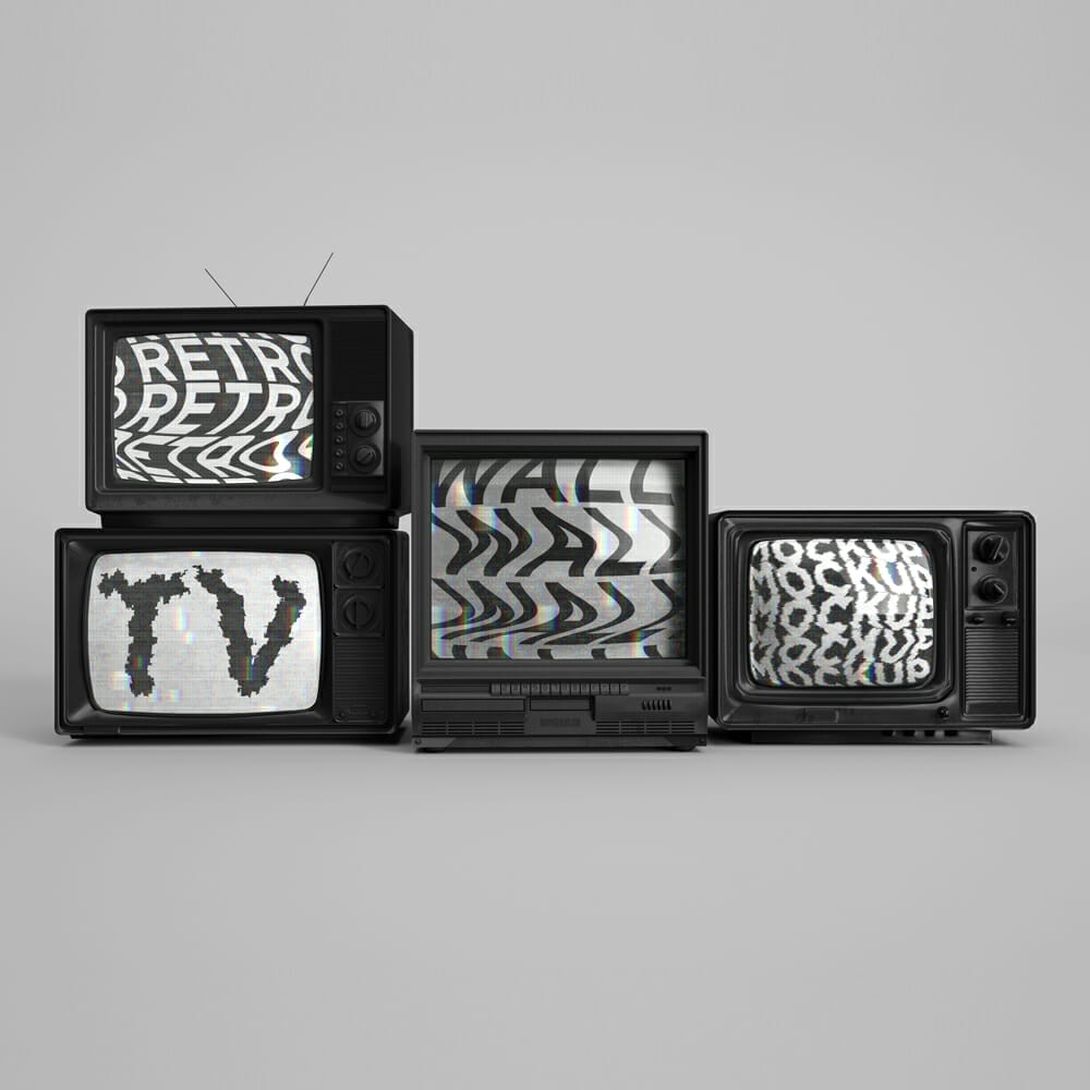 Free Retro TV Wall Mockup PSD