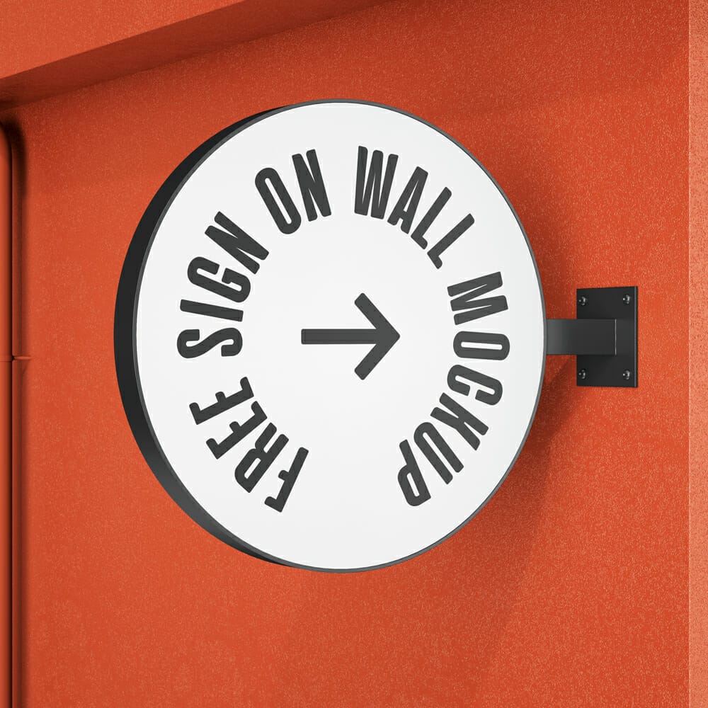 Free Sign On Wall Mockup PSD