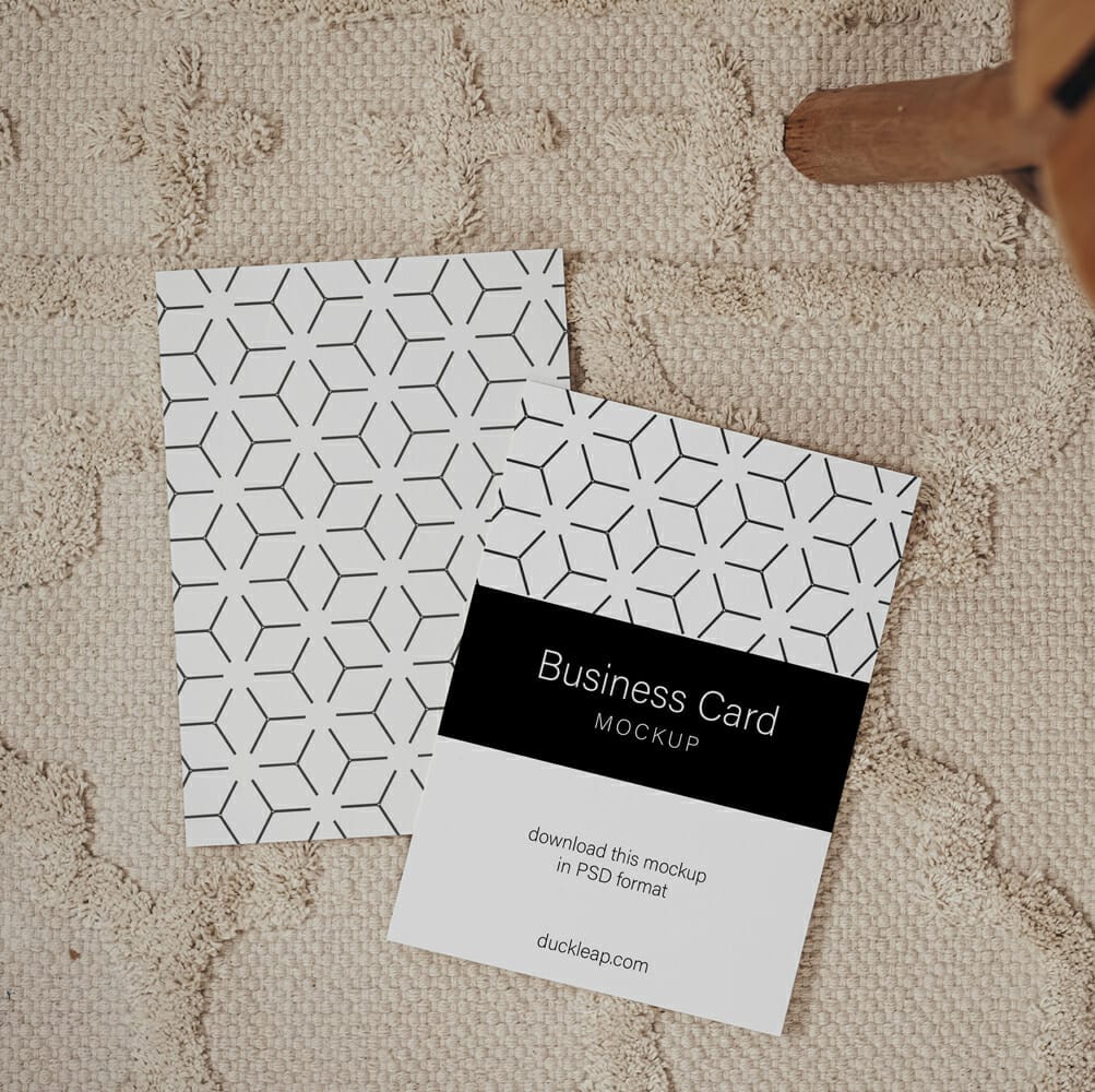 Free Top View Business Card Mockup Template PSD