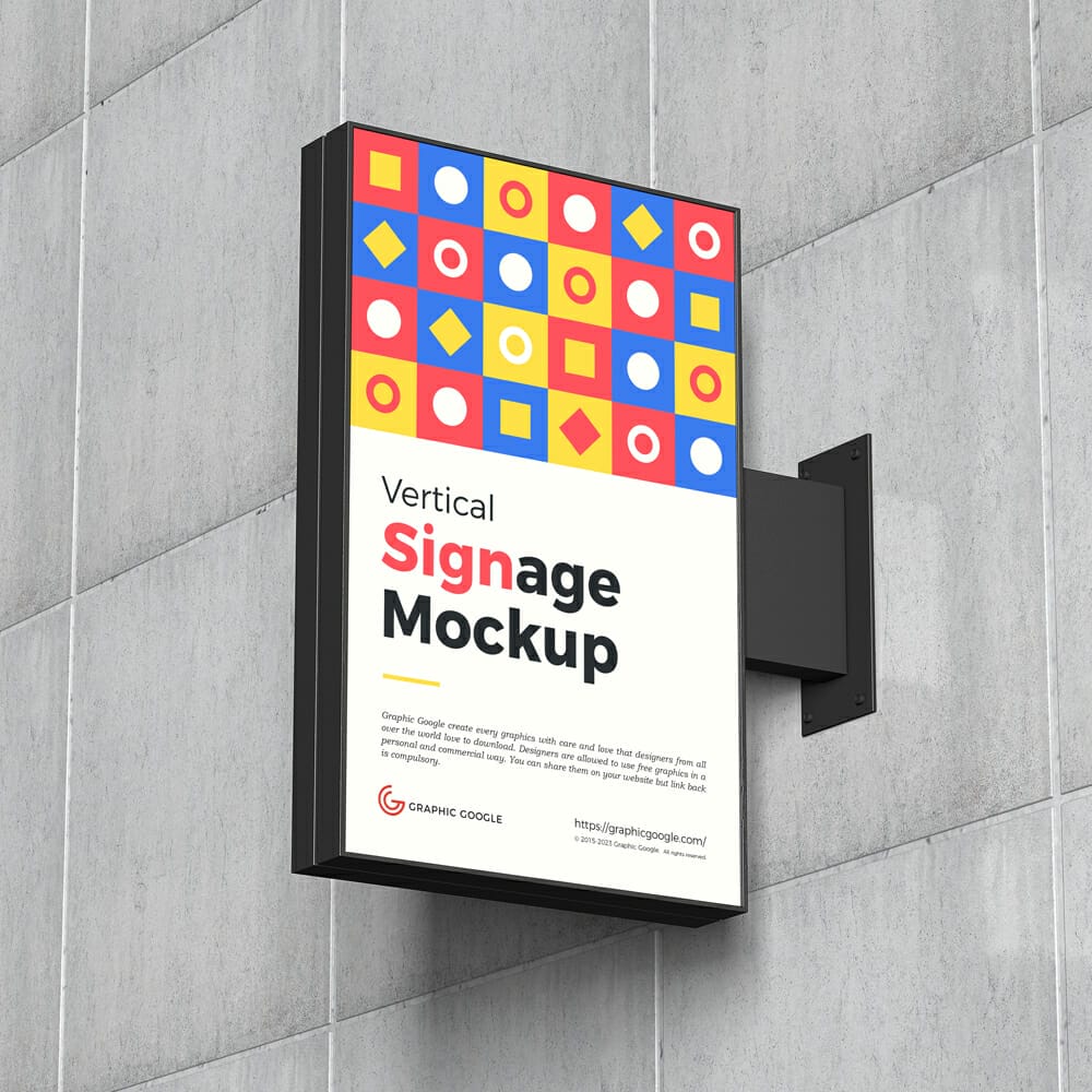 Free Vertical Advertising Signage Mockup PSD