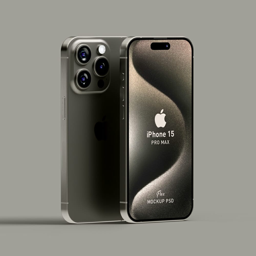 High Resolution iPhone 15 Pro Max Mockup PSD