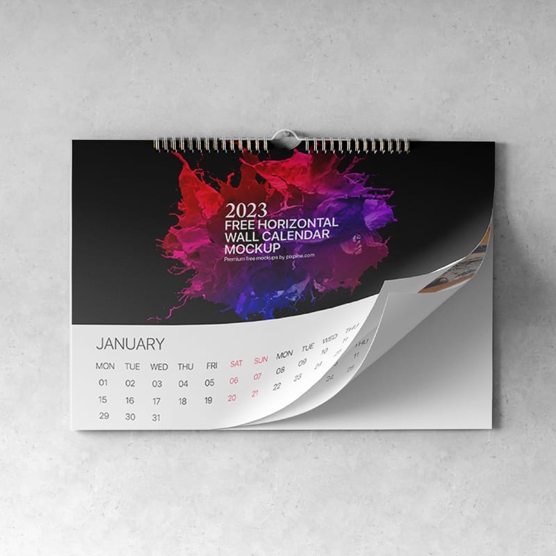 Horizontal Wall Calendar Mockup