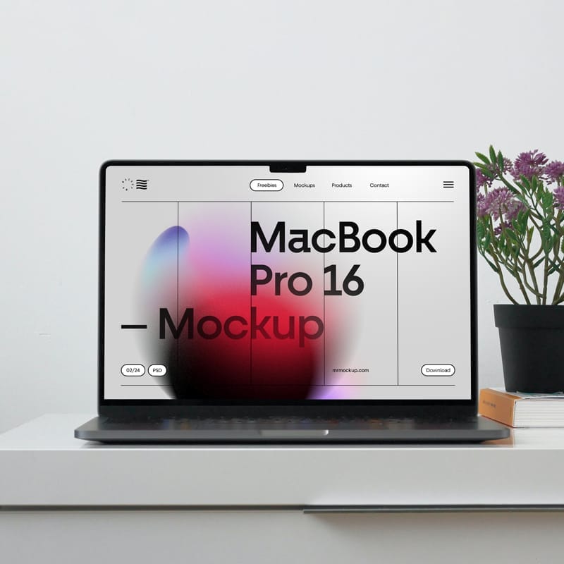 MacBook Pro On The Cabinet Mockup