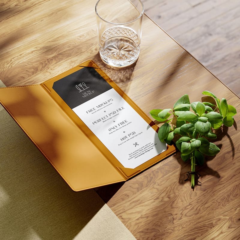 Menu Cover Mockup PSD