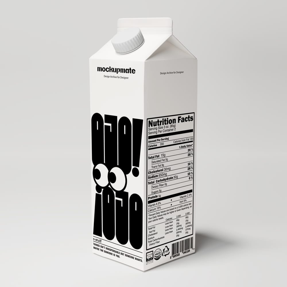 Milk Carton Package Mockup PSD