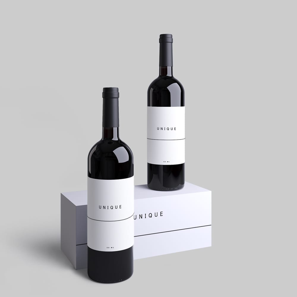 Minimal Wine Bottle Mockup PSD