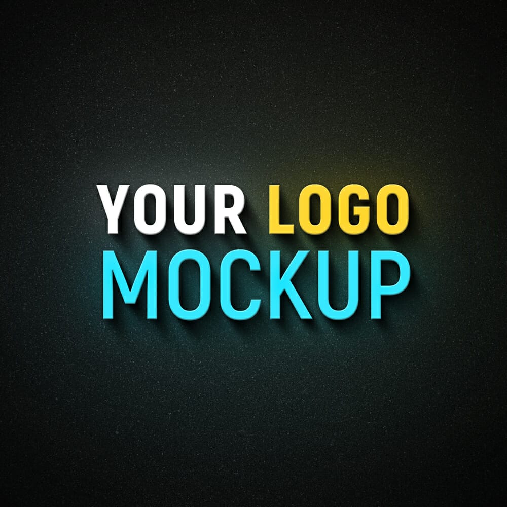 Neon Light Logo Mockup PSD