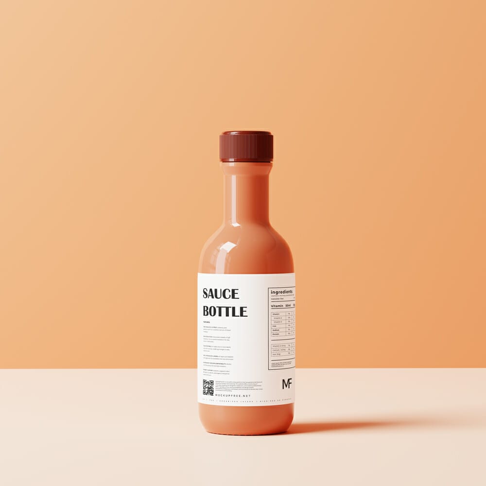 Non Transparent Sauce Bottle Mockup PSD