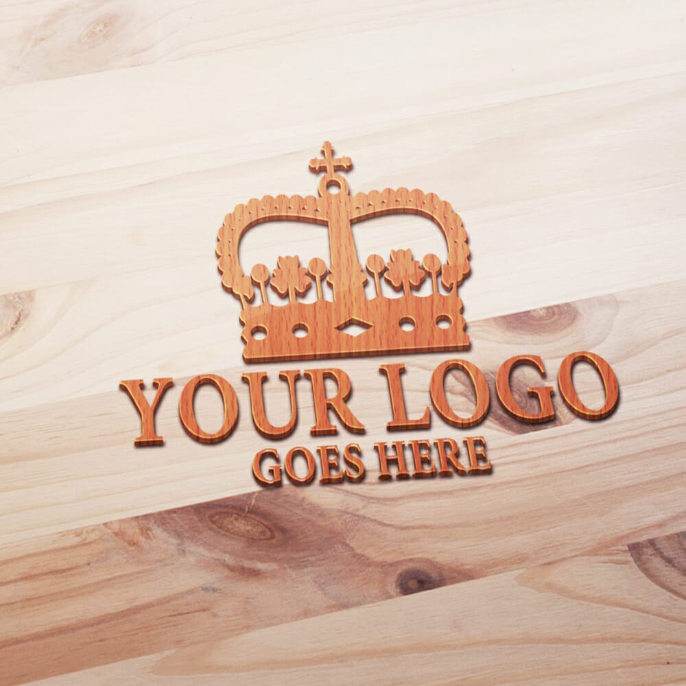 Orange Wood Logo Mockup PSD