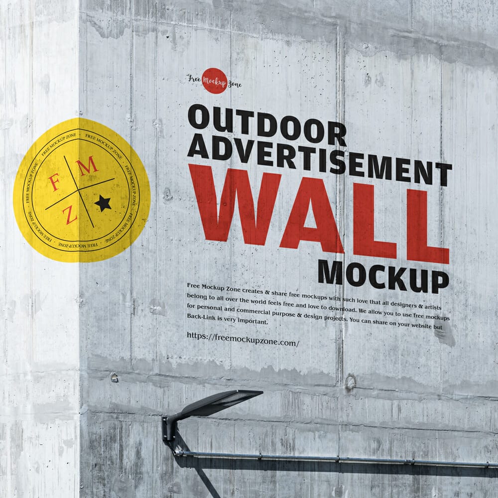 Outdoor Advertisement Wall Mockup PSD