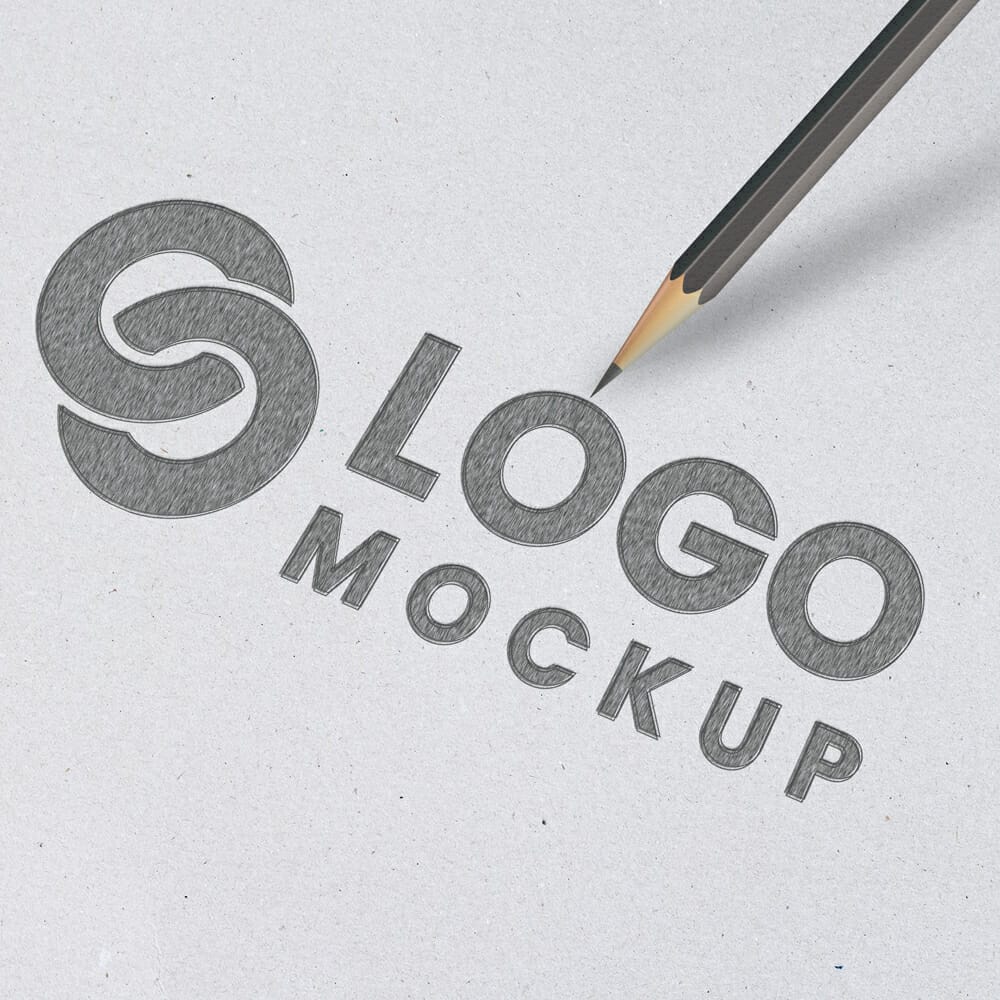 Pencil Sketch Logo Mockup PSD