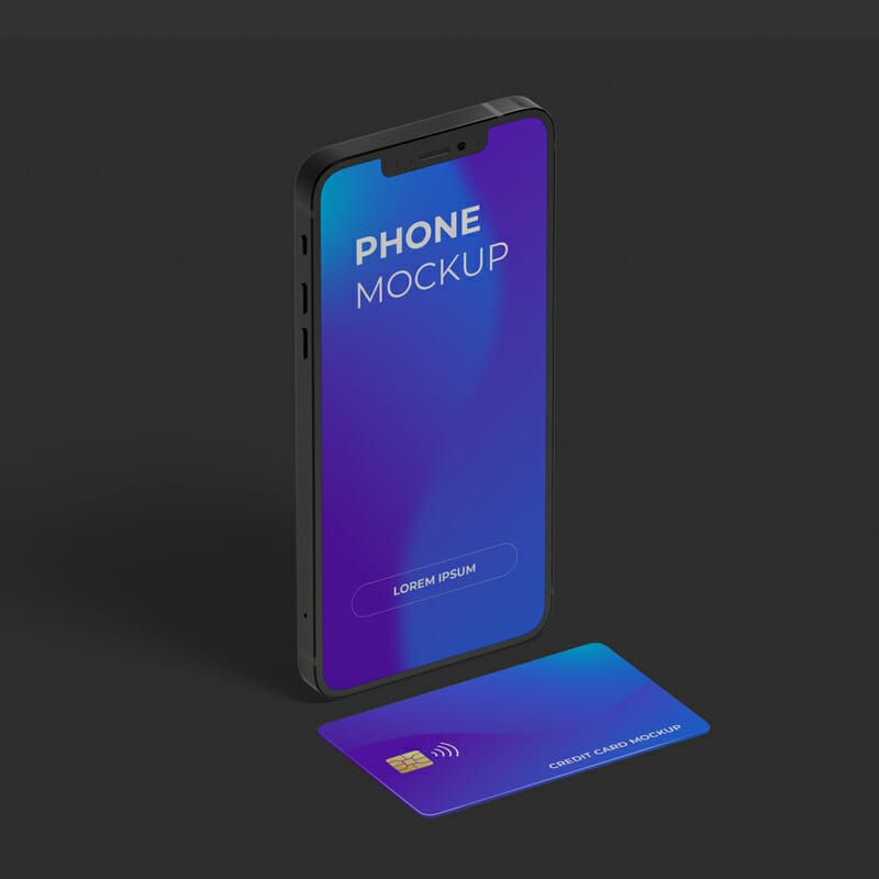 Phone and Credit Card Mockup PSD