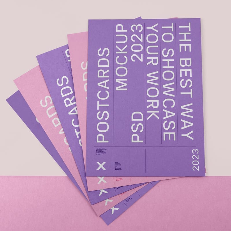 Postcards on Floor Mockup