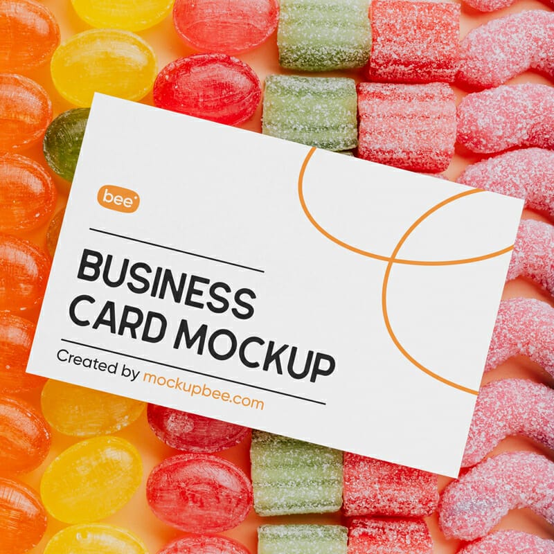 Realistic Business Card on Candies Mockup