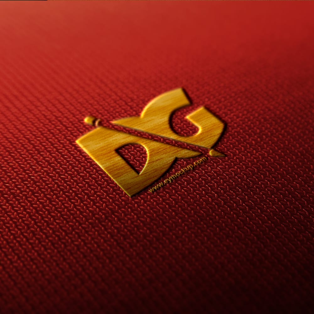Realistic Red Paper Gold Logo Mockup PSD