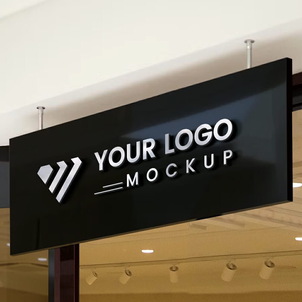 Reception 3D Logo Mockup PSD