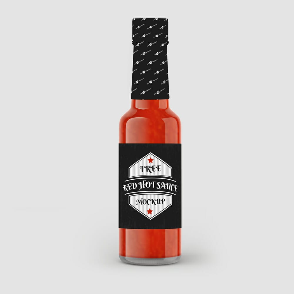 Red Hot Sauce Bottle Mockup PSD