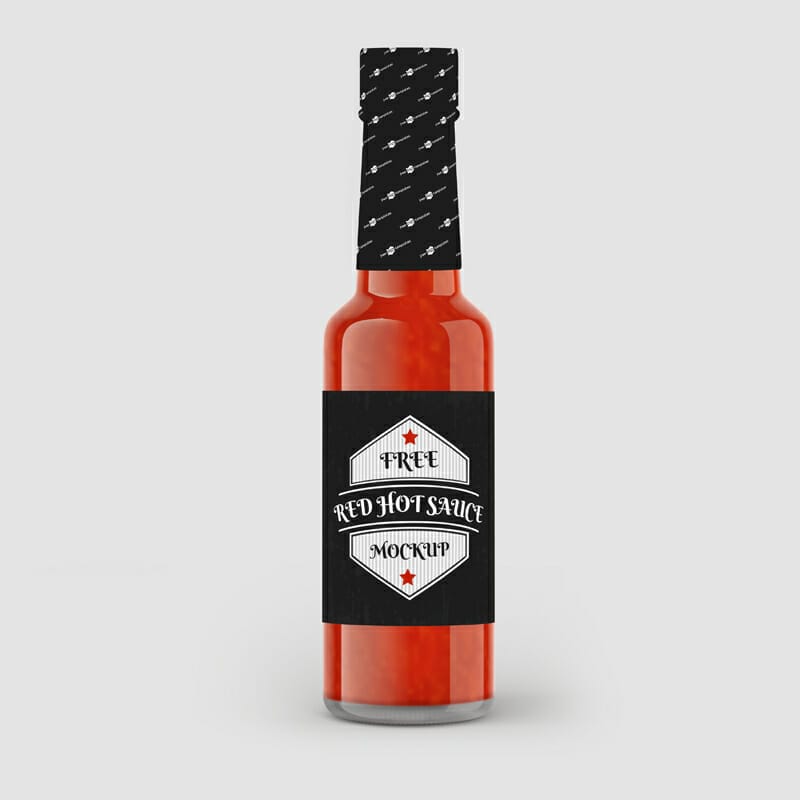 Red Hot Sauce Bottle Mockup
