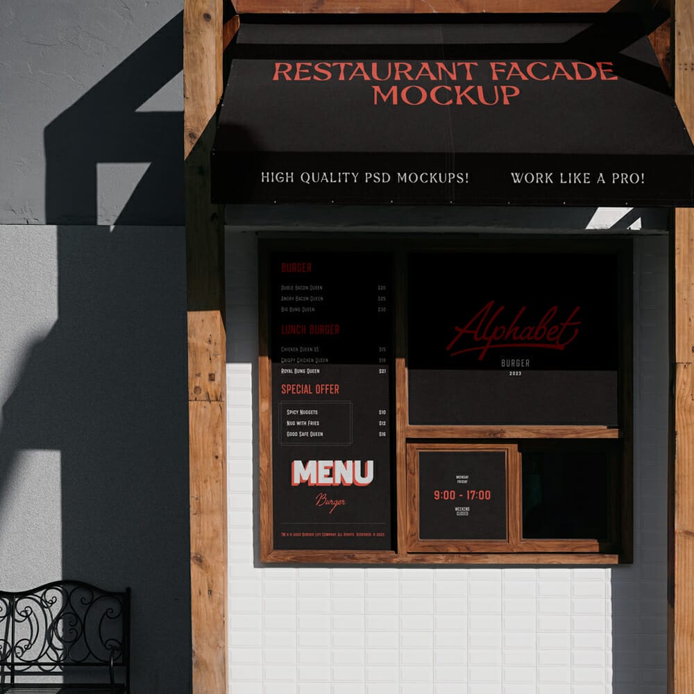 Restaurant Facade Mockup PSD