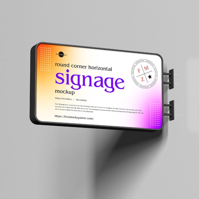 Round Corner Horizontal Signage Mockup